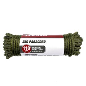 Hyper Tough 5/32 inch 550 Reflective Paracord 50 ft, Green, 4.9 oz