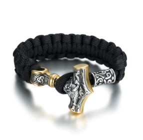 Asgard Crafted Paracord Mjolnir Bracelet (Color: Silver Gold)