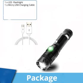 Ultra Bright LED Flashlight With XP-L -V6 LED lamp beads Waterproof Torch Zoomable 4 lighting modes Multi-function USB charging (Body Color: L2-Medium brightness, Emitting Color: Package A)