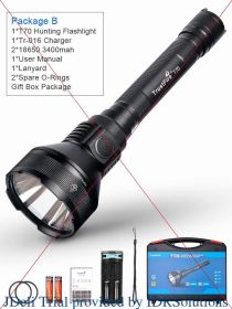 Trustfire T70 Ultra Powerful Hunting LED Flashlight 2300LM 1KM Range Tactical 18650 Spotlight Torch Self-defense For Search Camp (Battery Type: 18650, Emitting Color: B 18650 charger)